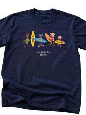National Geographic Navy 'Go With The Flow' Surf Characters Tee